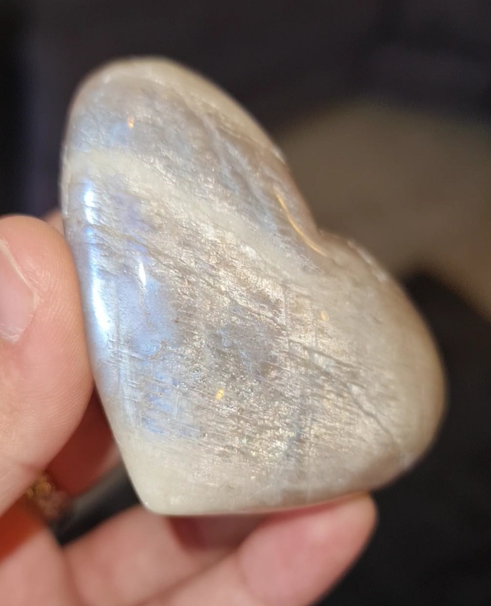 Blue Flash Moonstone Heart