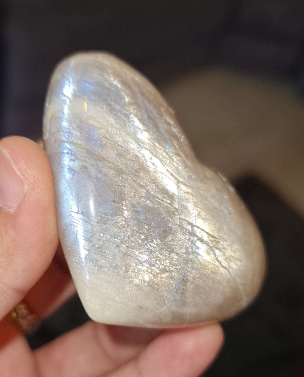 Blue Flash Moonstone Heart