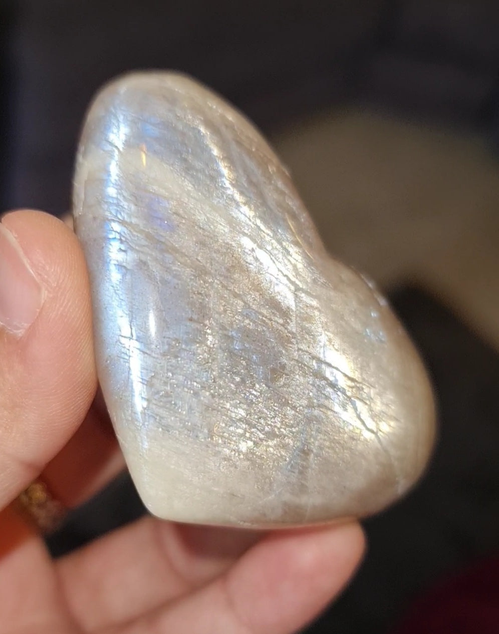 Blue Flash Moonstone Heart