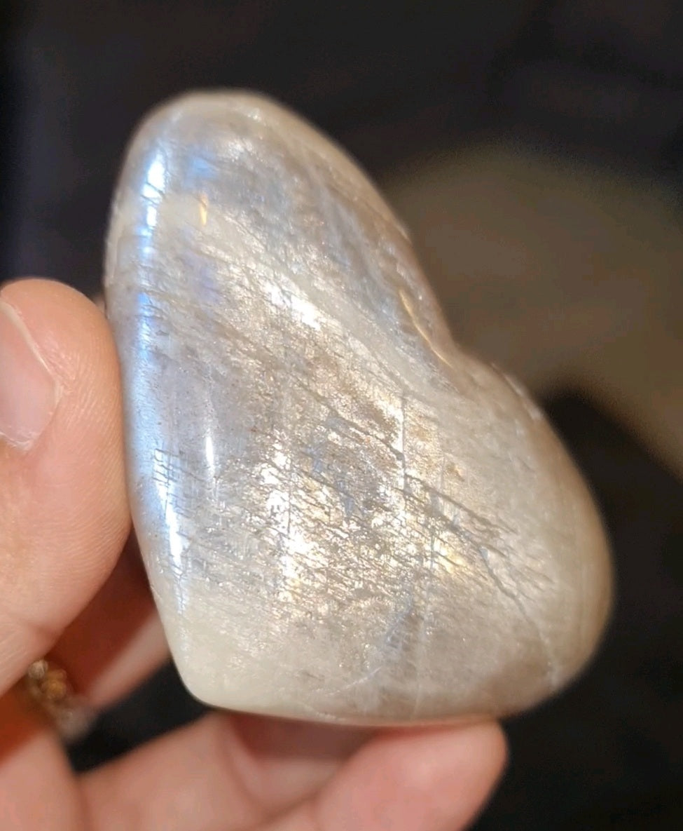 Blue Flash Moonstone Heart