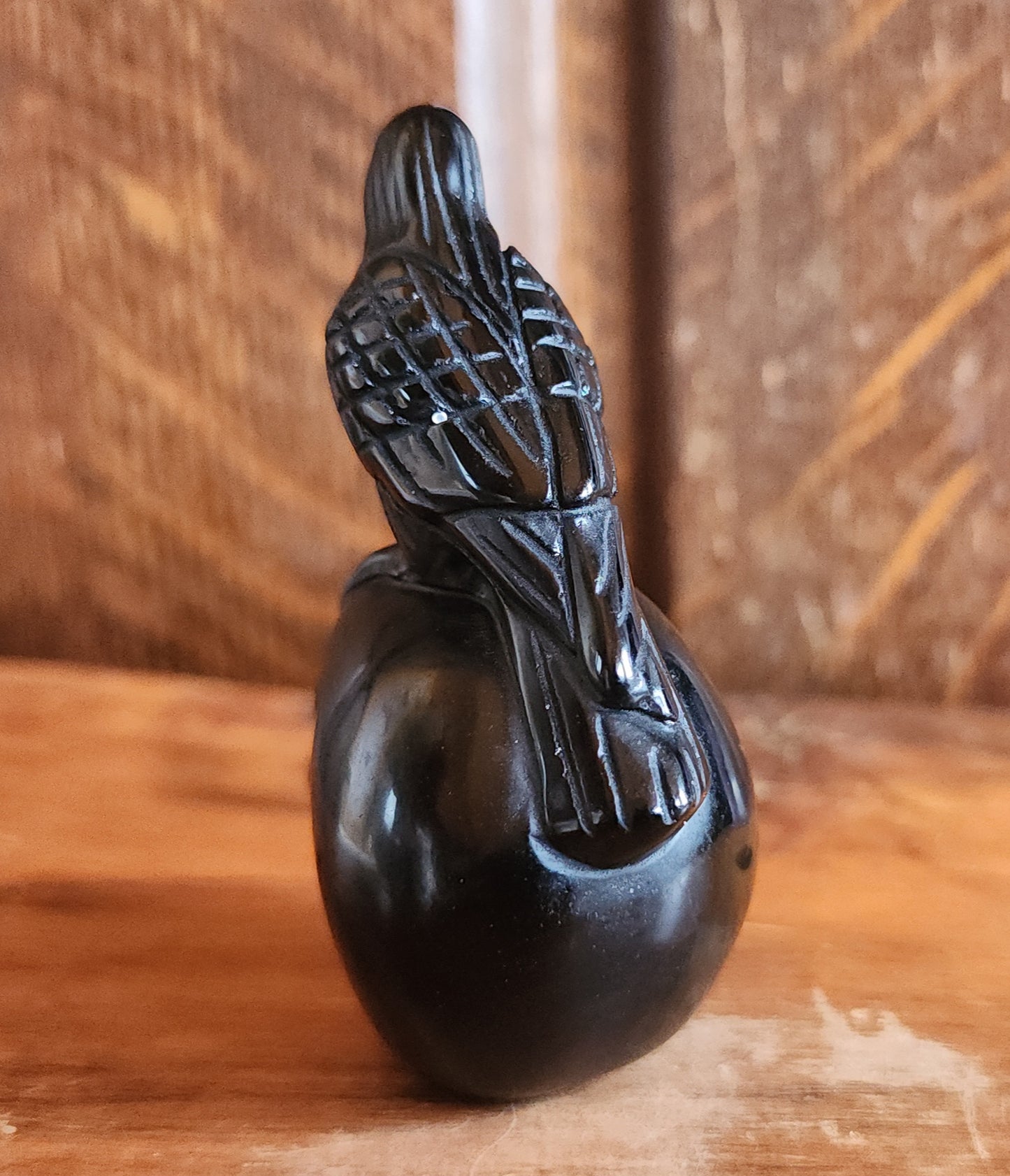 Obsidian Crow on Skull