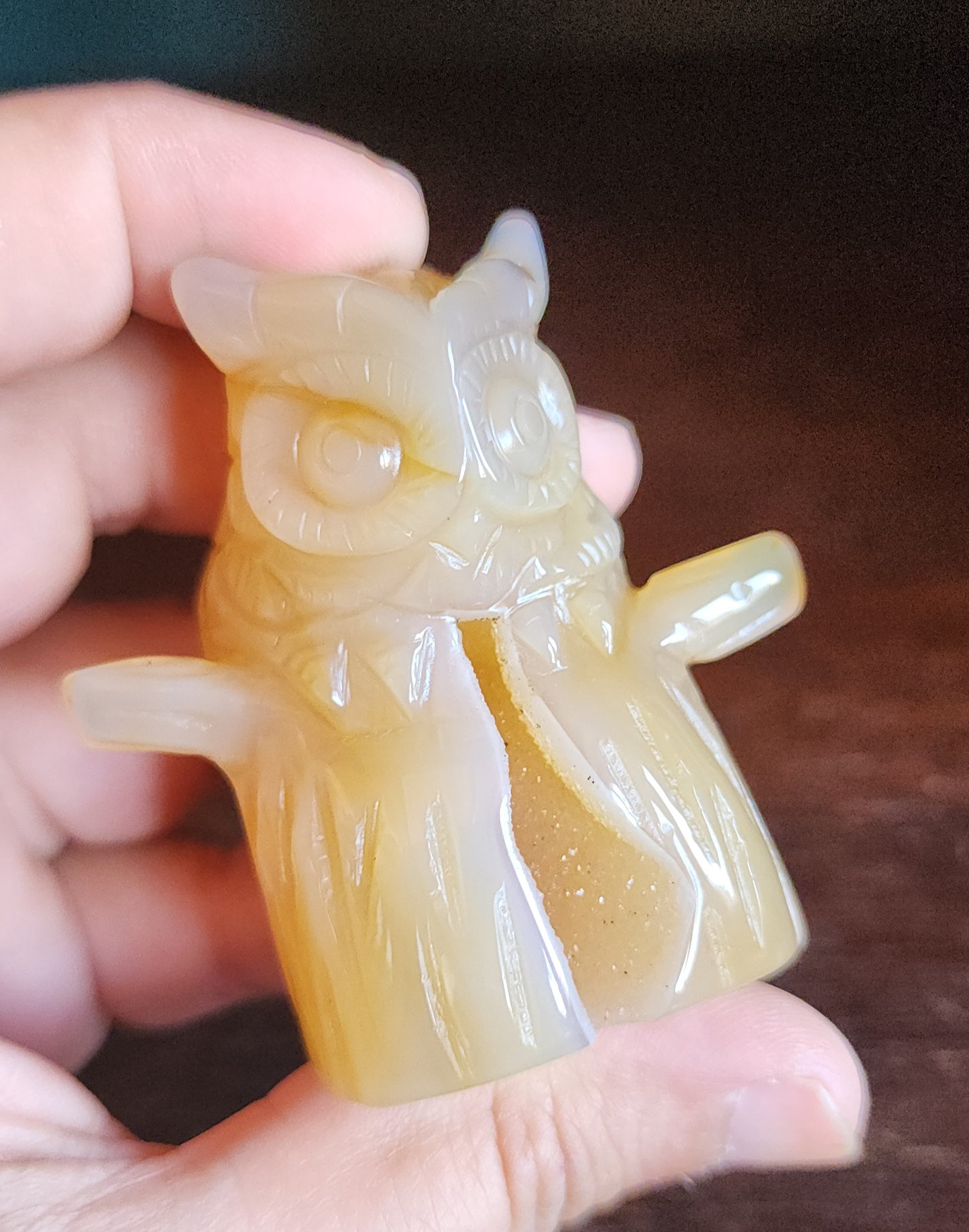 Agate Druzy Owl
