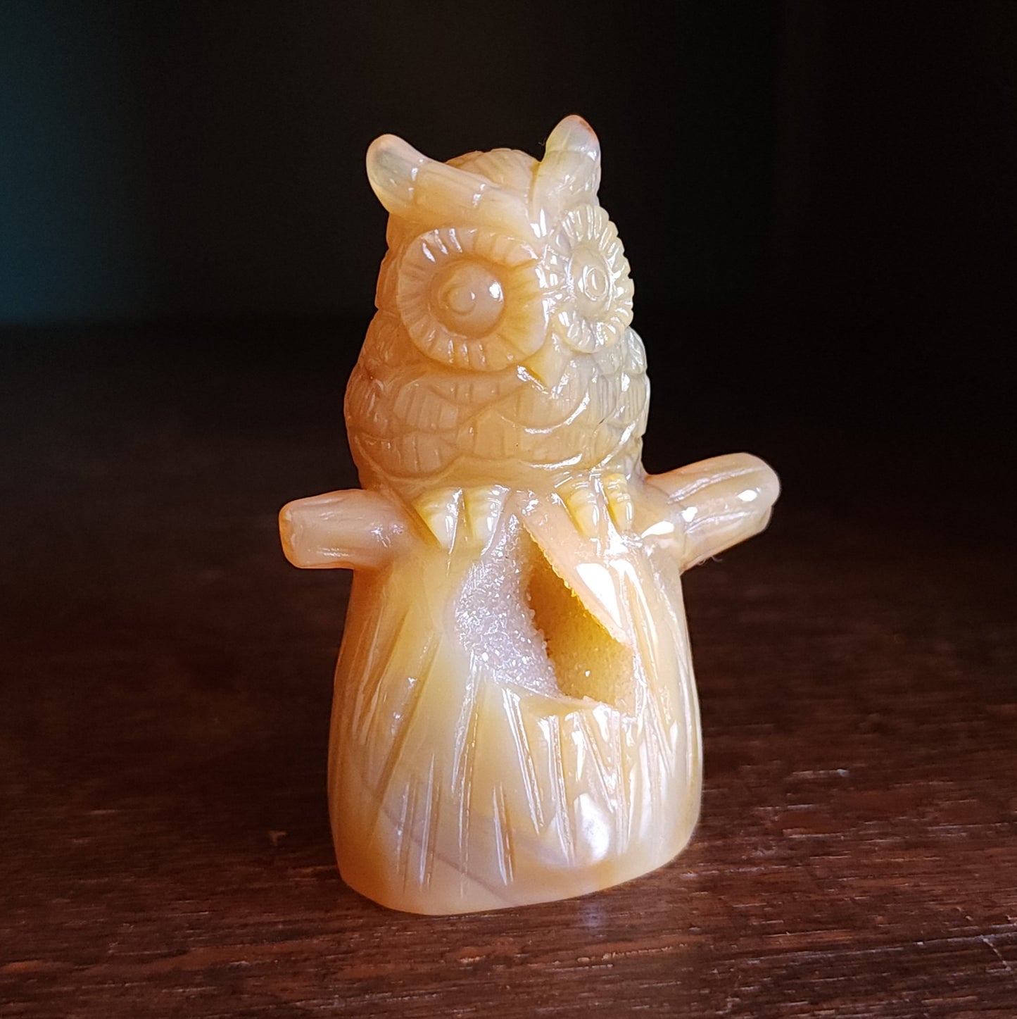 Agate Druzy Owl
