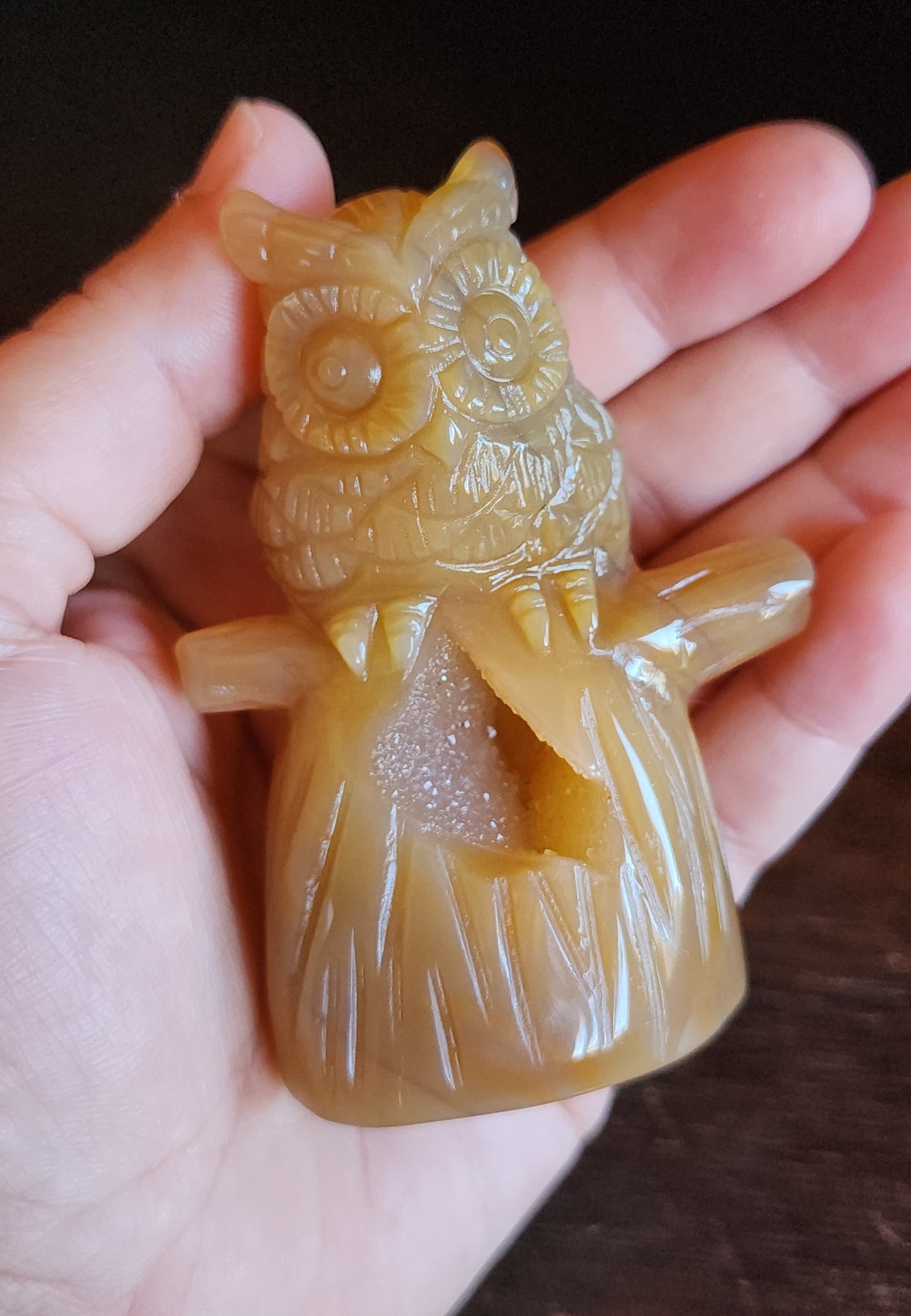 Agate Druzy Owl