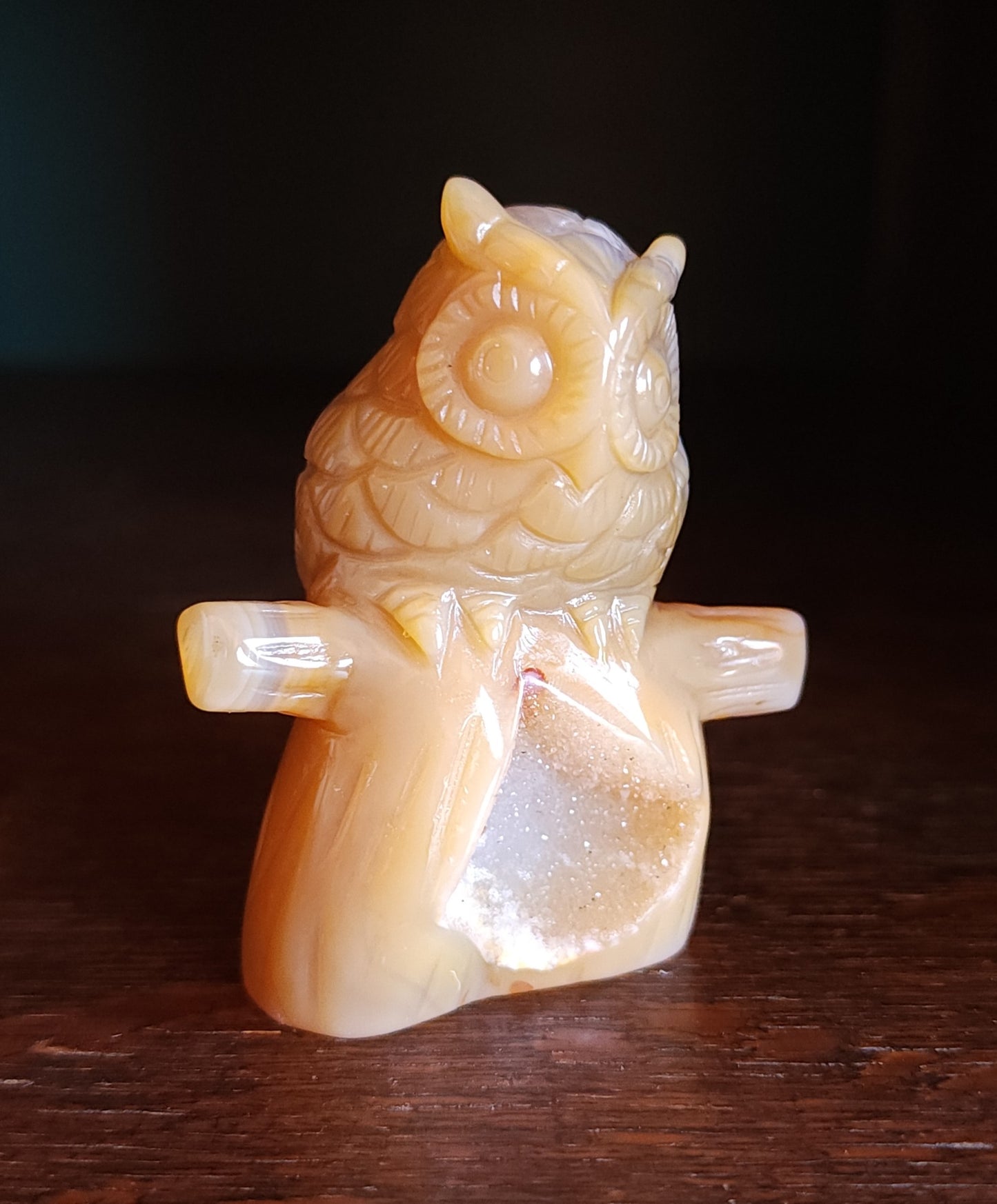 Agate Druzy Owl