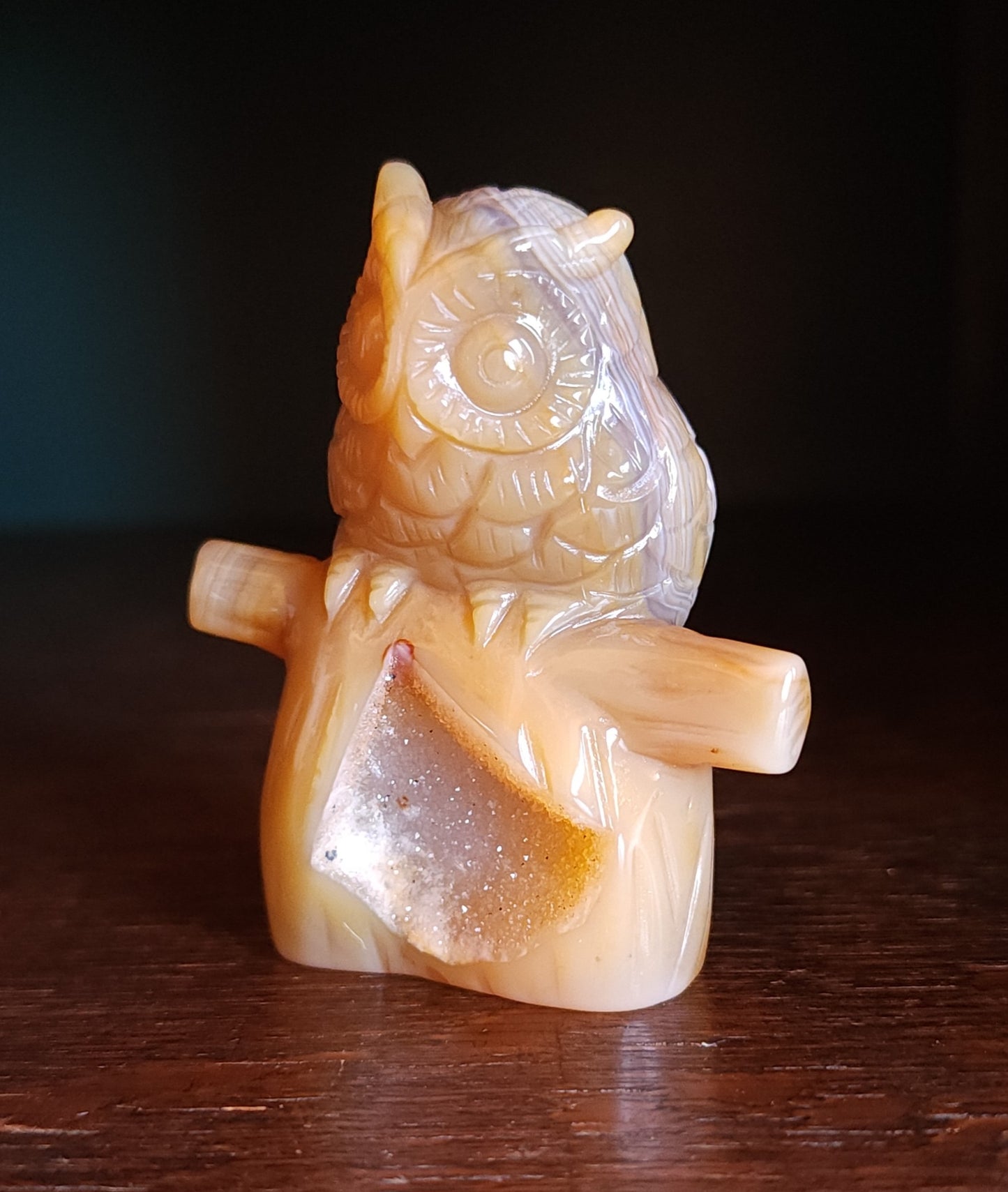 Agate Druzy Owl