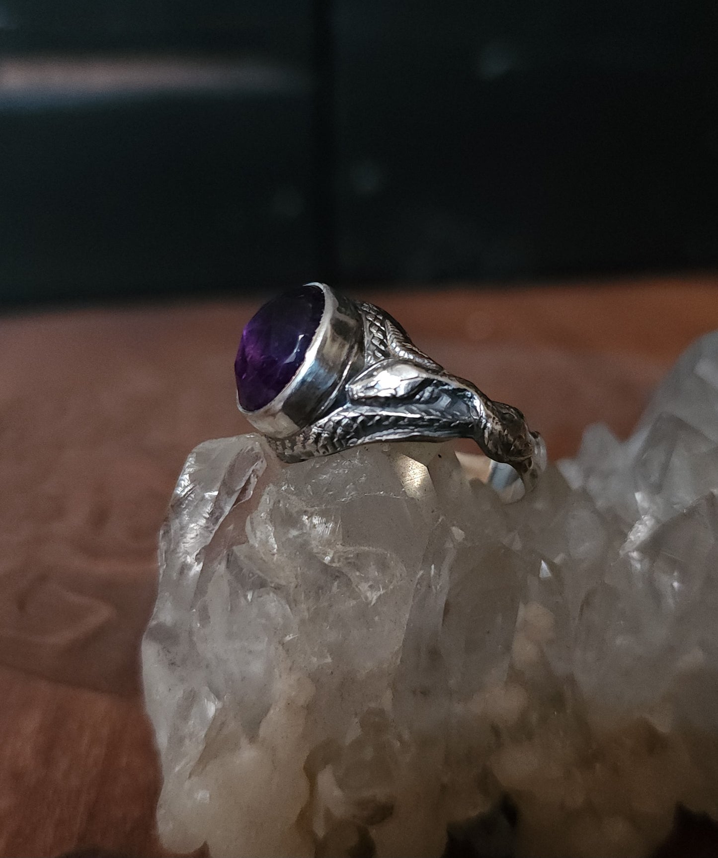 "Serpentine" - Handcrafted Amethyst Sterling Silver Ring