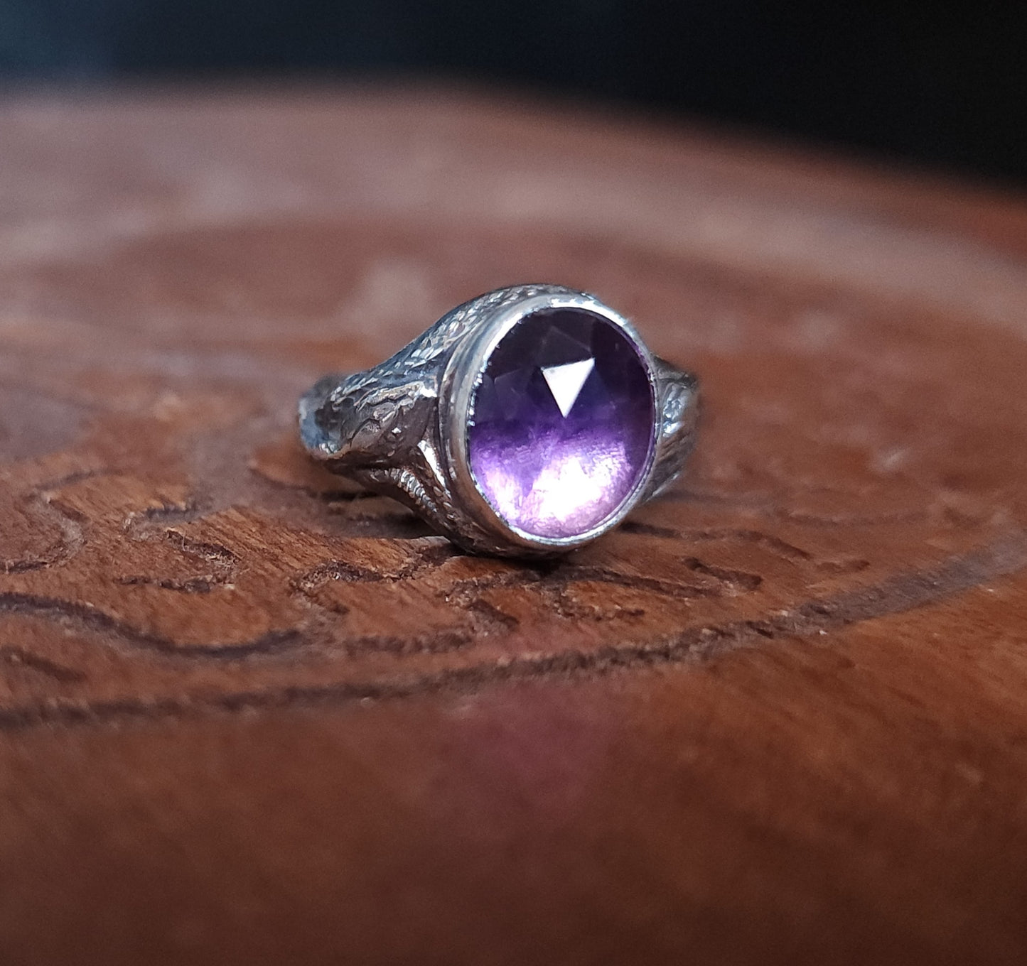 "Serpentine" - Handcrafted Amethyst Sterling Silver Ring