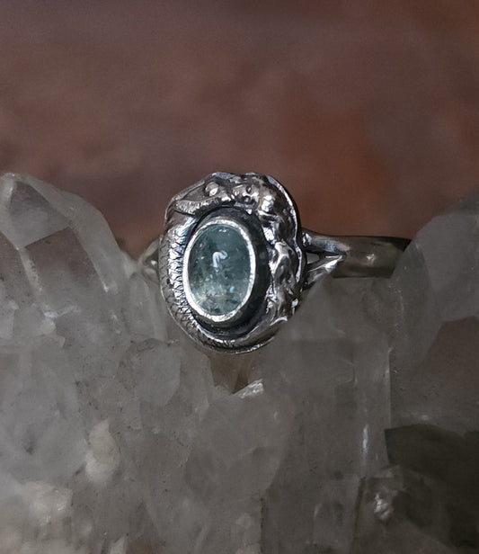 Handcrafted Sterling Silver & Aquamarine Mermaid Ring