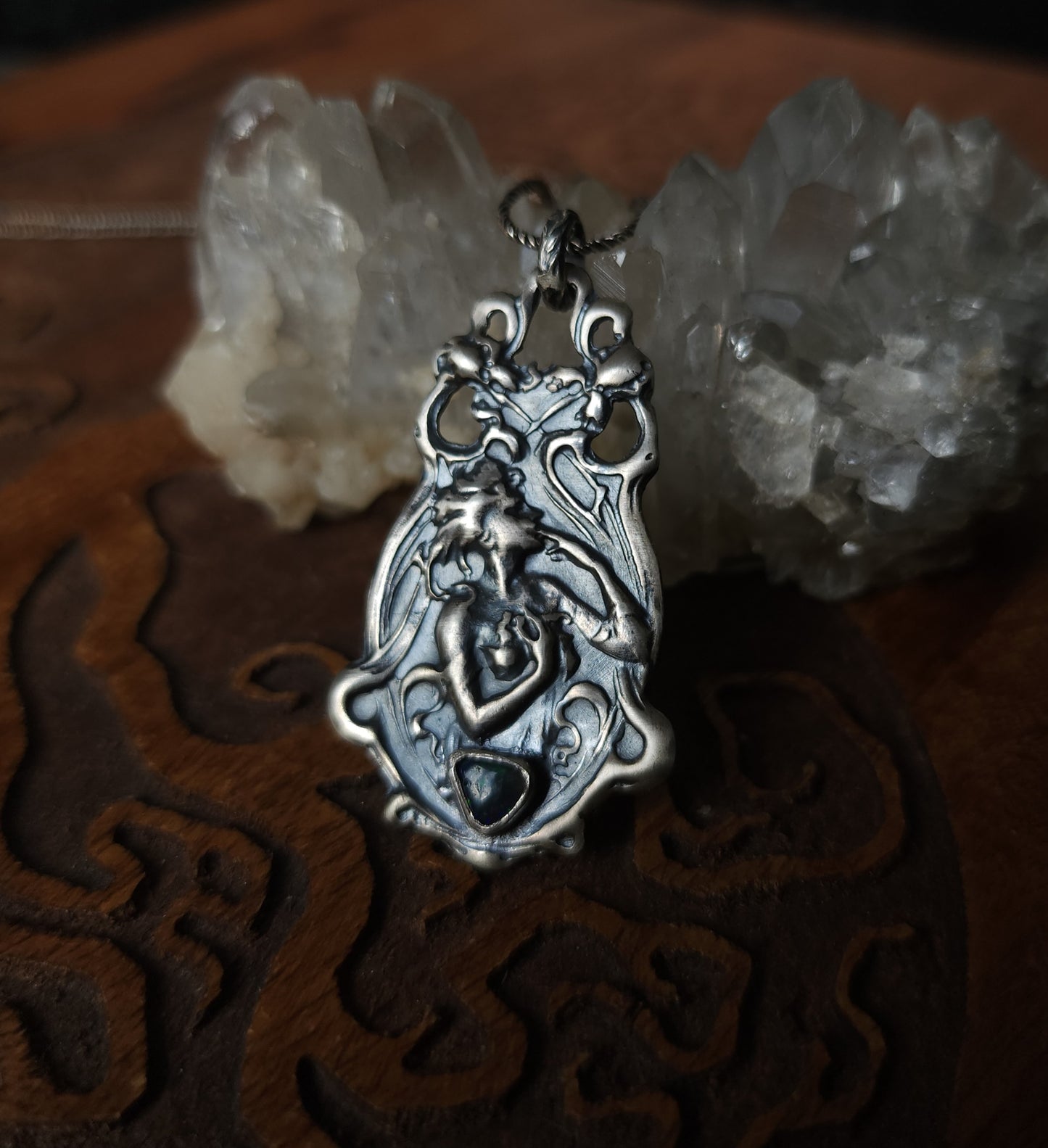 "Joie de Vivre" Handcrafted Sterling Silver & Black Opal Pendant