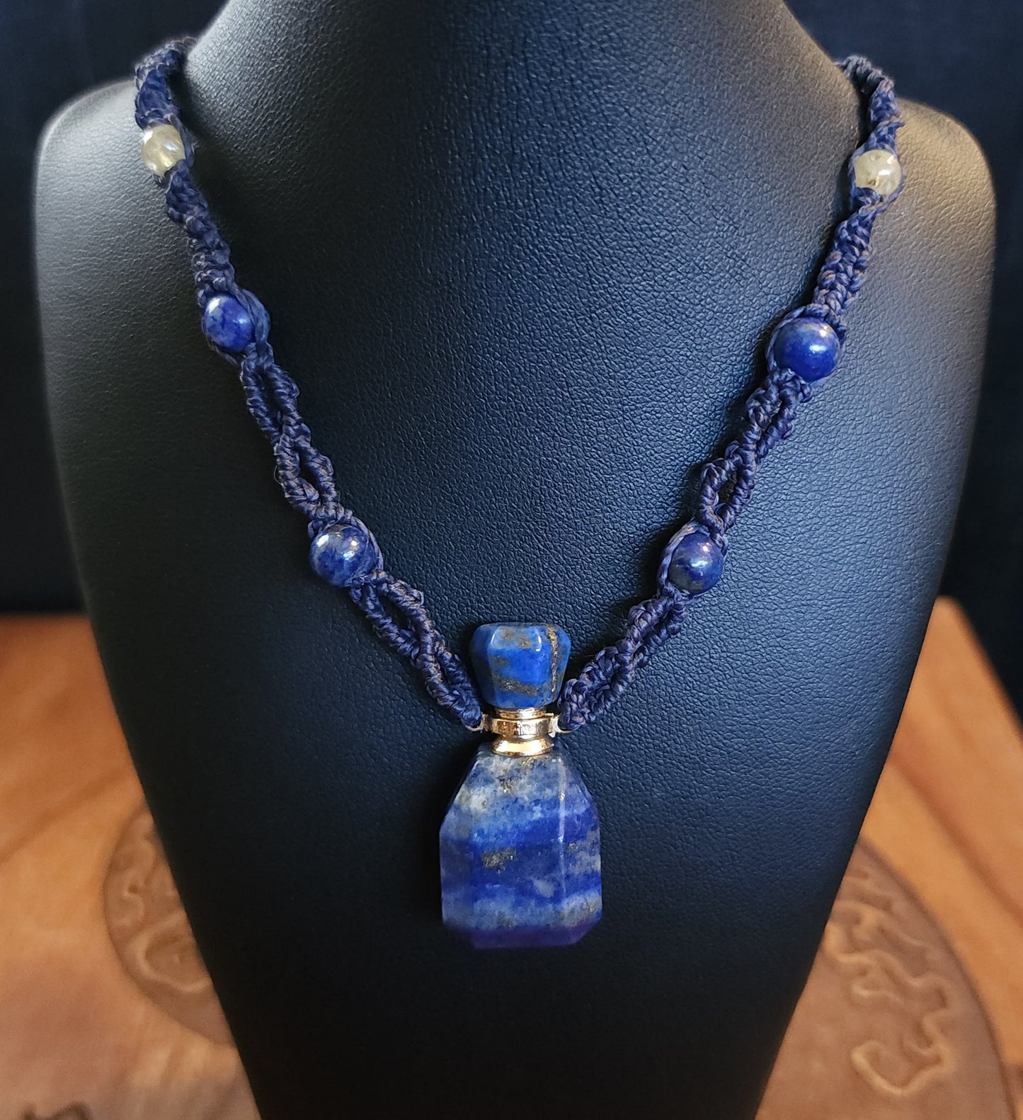 Lapis Lazuli Perfume Bottle Necklace
