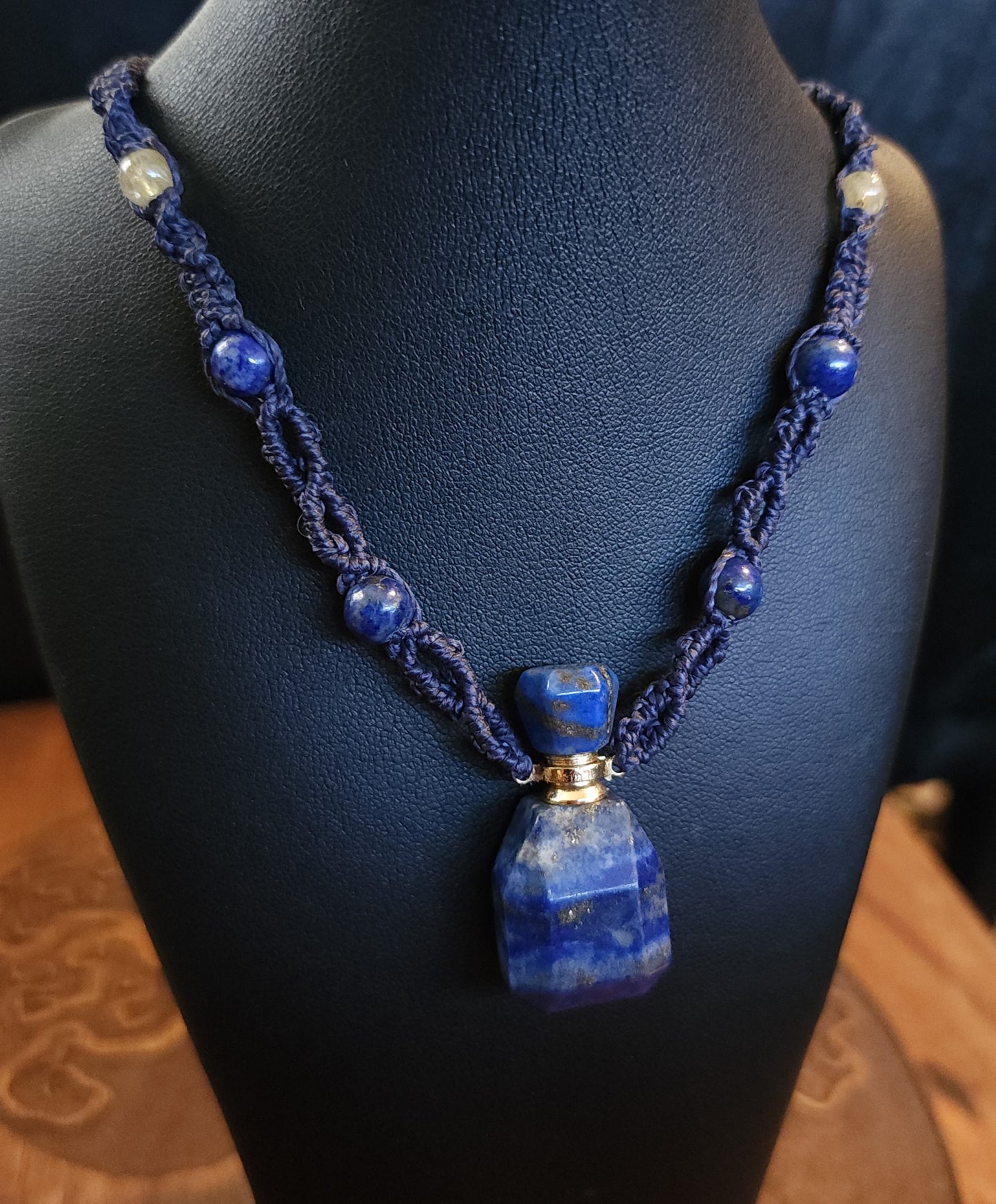 Lapis Lazuli Perfume Bottle Necklace