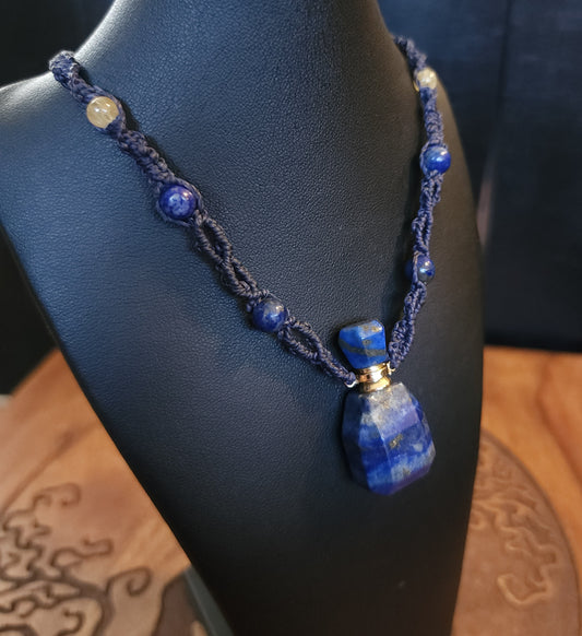 Lapis Lazuli Perfume Bottle Necklace