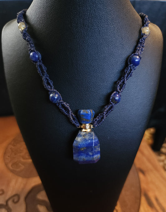 Lapis Lazuli Perfume Bottle Necklace