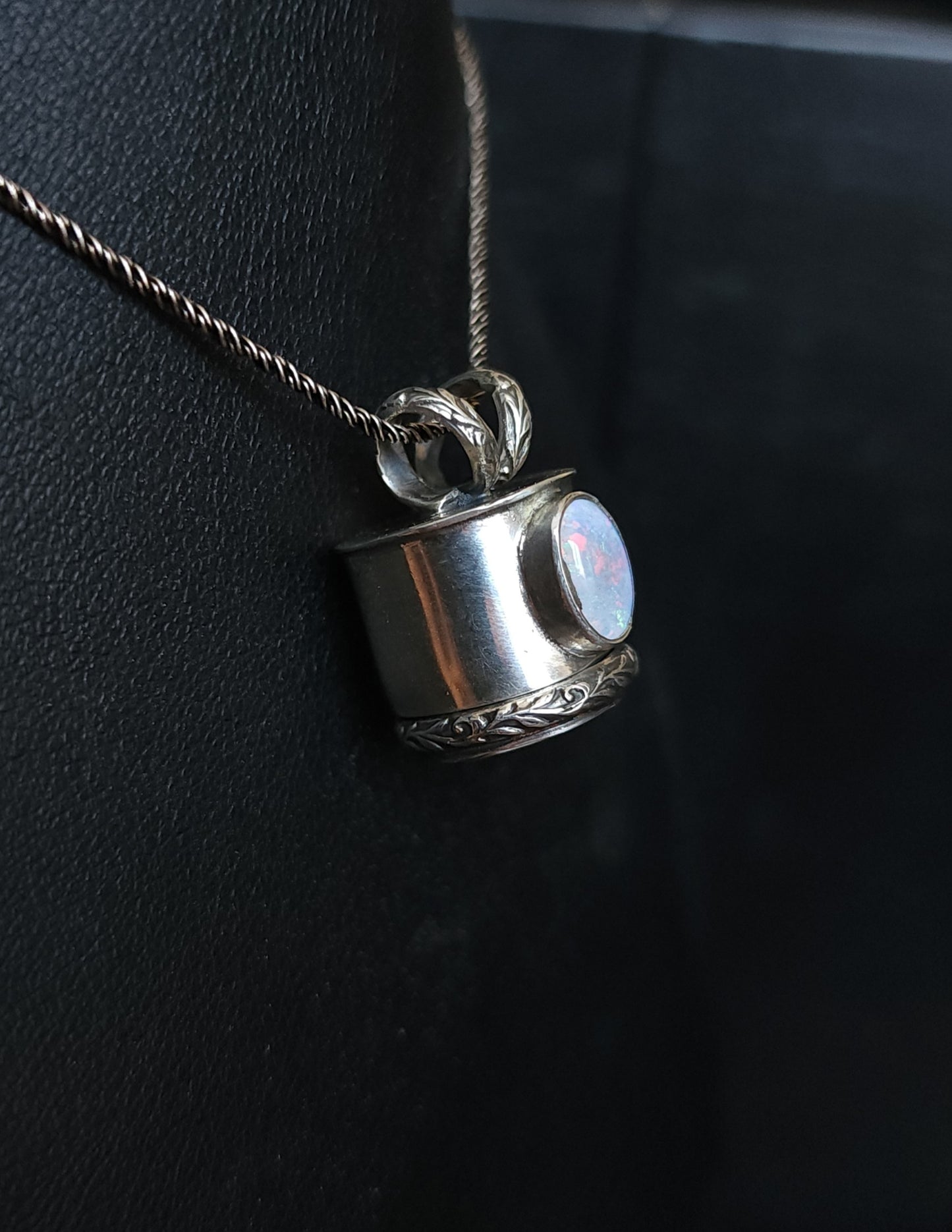 Sterling Silver & Australian Opal Potion Jar Pendant