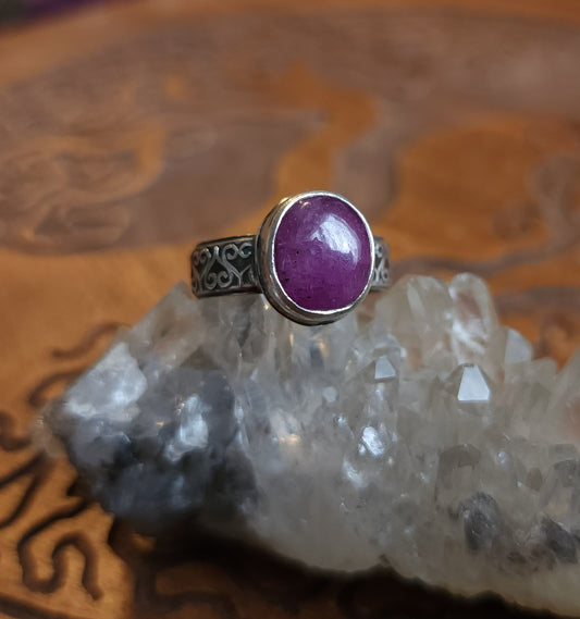Sterling Silver Ruby Ring - Size 10