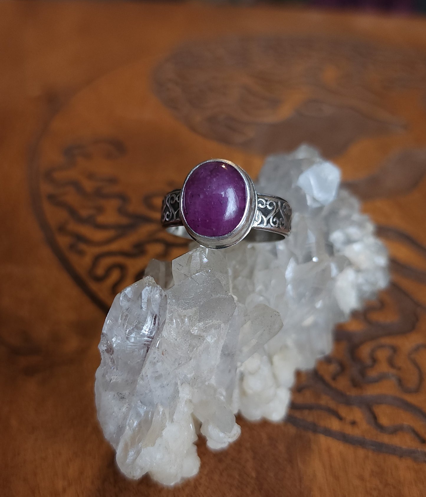 Sterling Silver Ruby Ring - Size 10