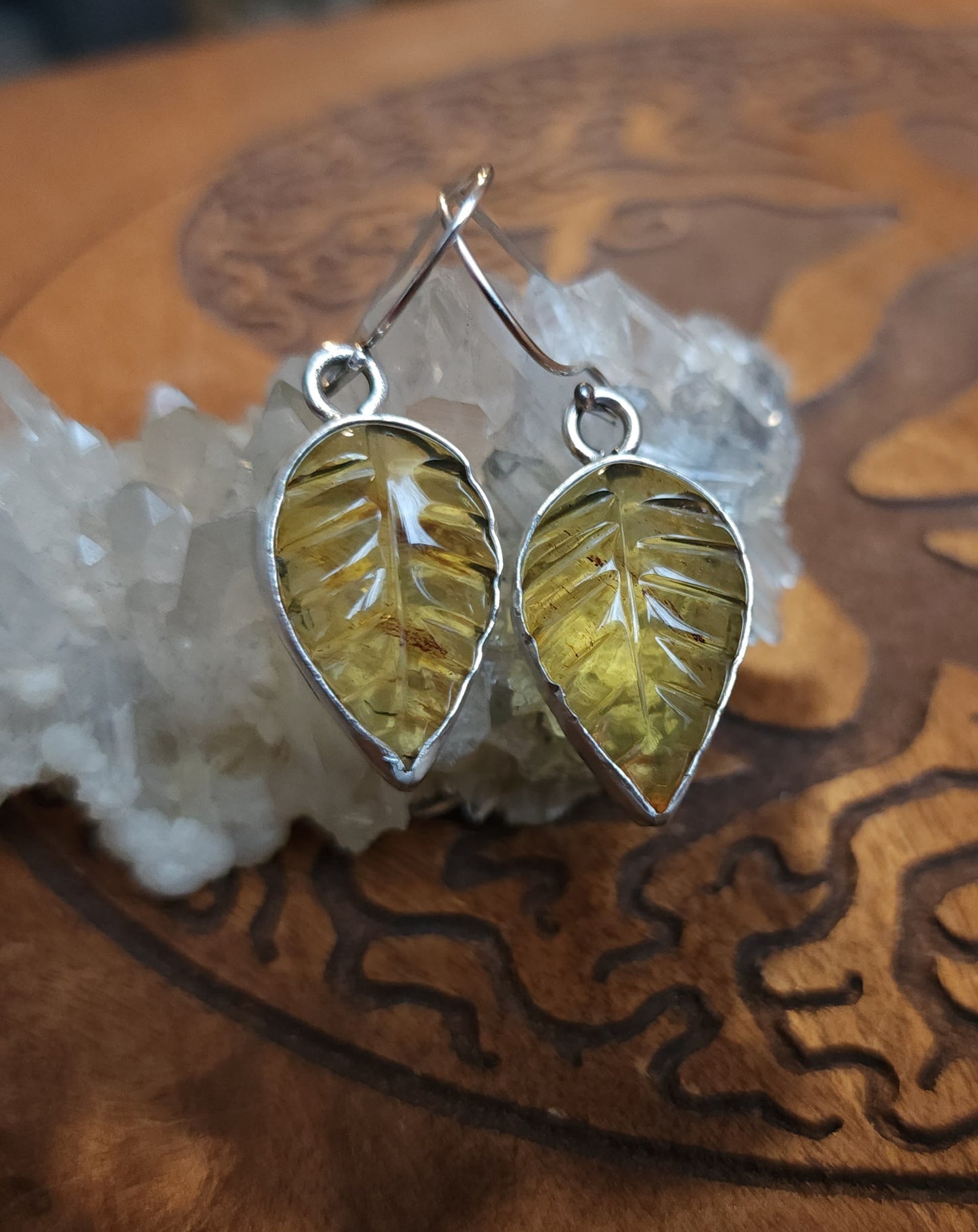 Mexican Amber Leaf Earrings