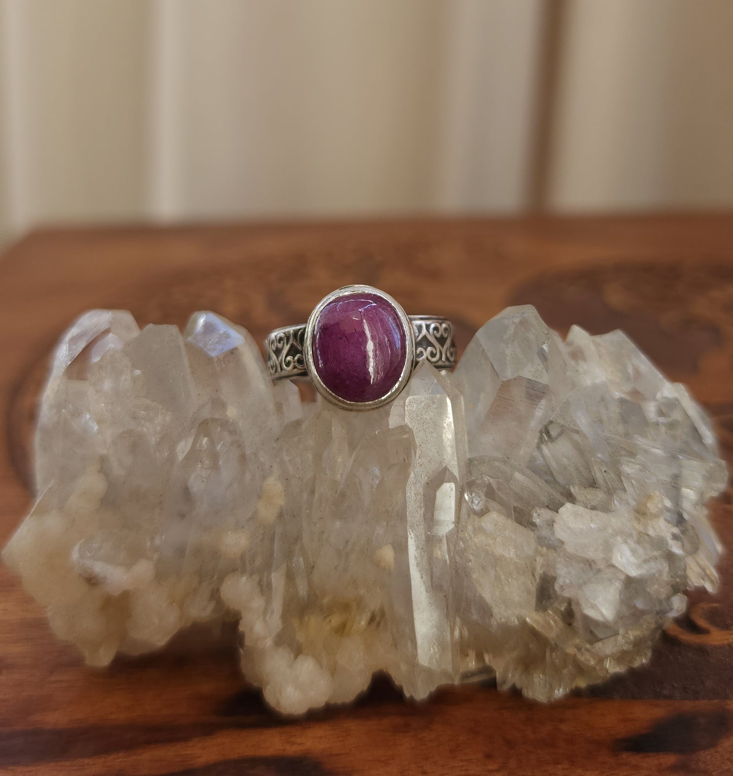 Sterling Silver Ruby Ring - Size 10