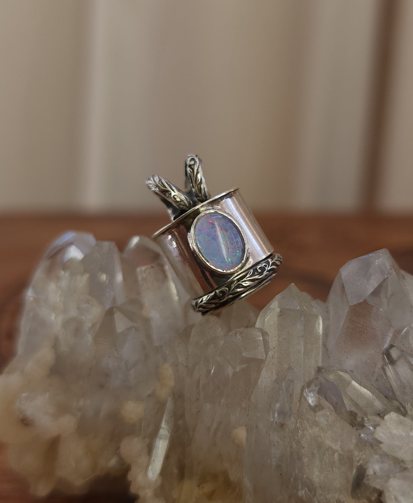 Sterling Silver & Australian Opal Potion Jar Pendant