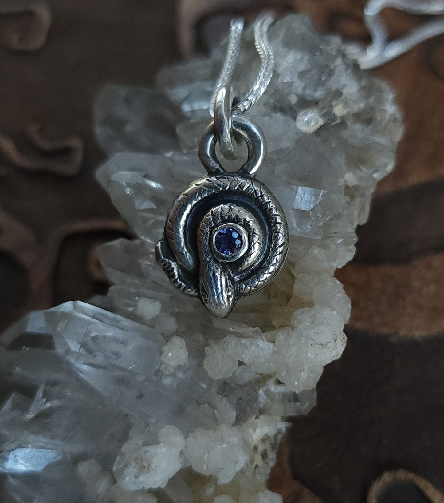 Snake Pendant with Iolite