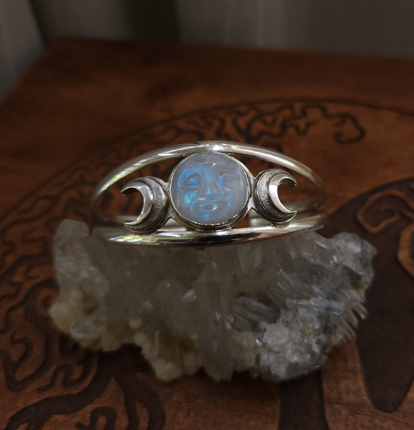 Triple Moon Sterling Silver Cuff Bracelet