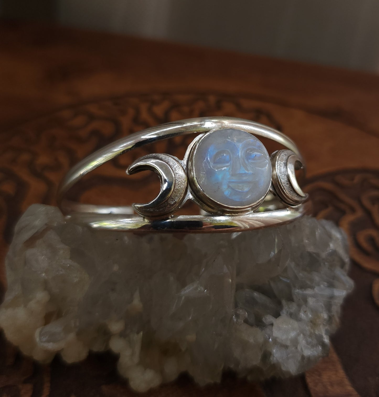 Triple Moon Sterling Silver Cuff Bracelet