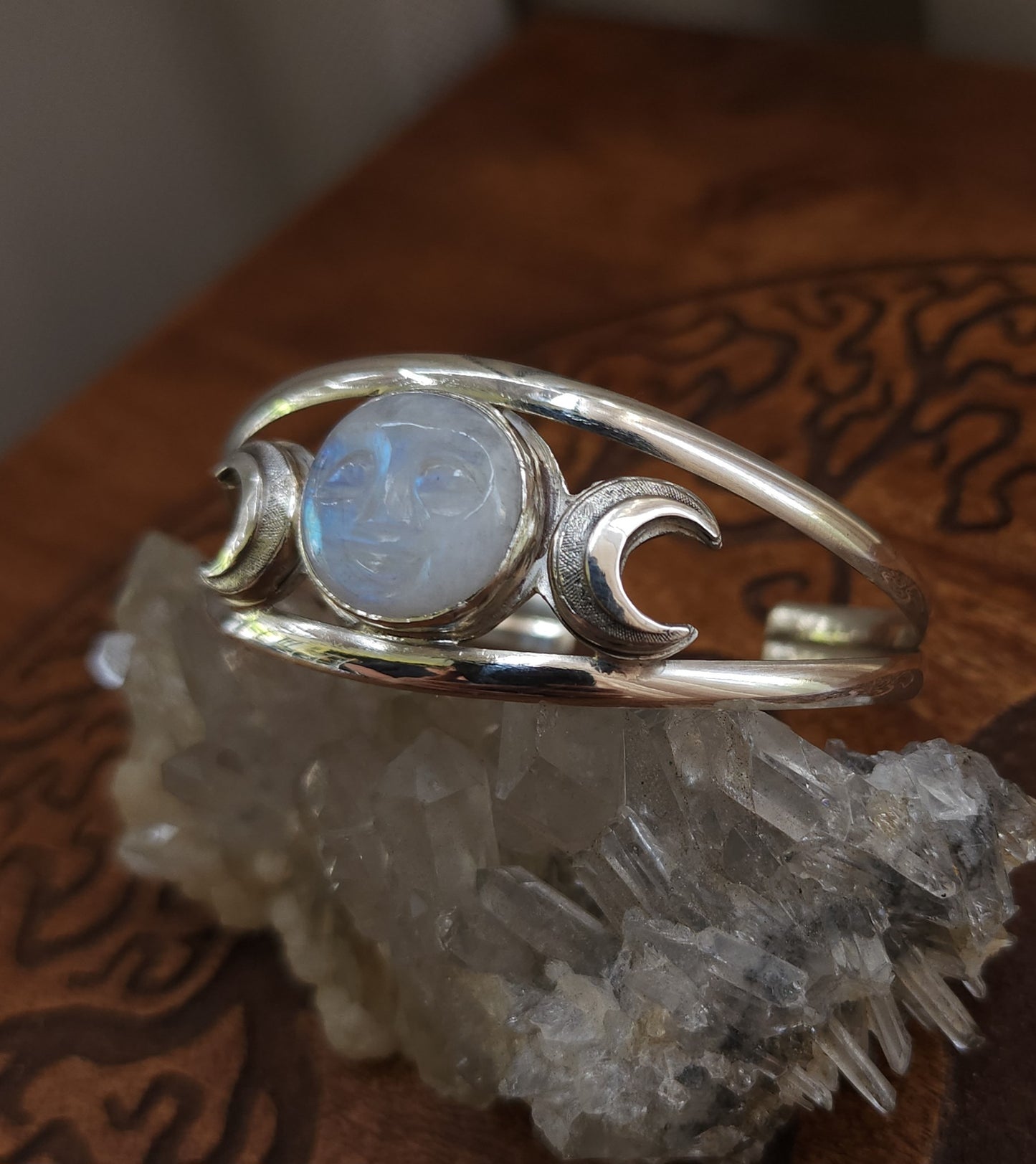 Triple Moon Sterling Silver Cuff Bracelet