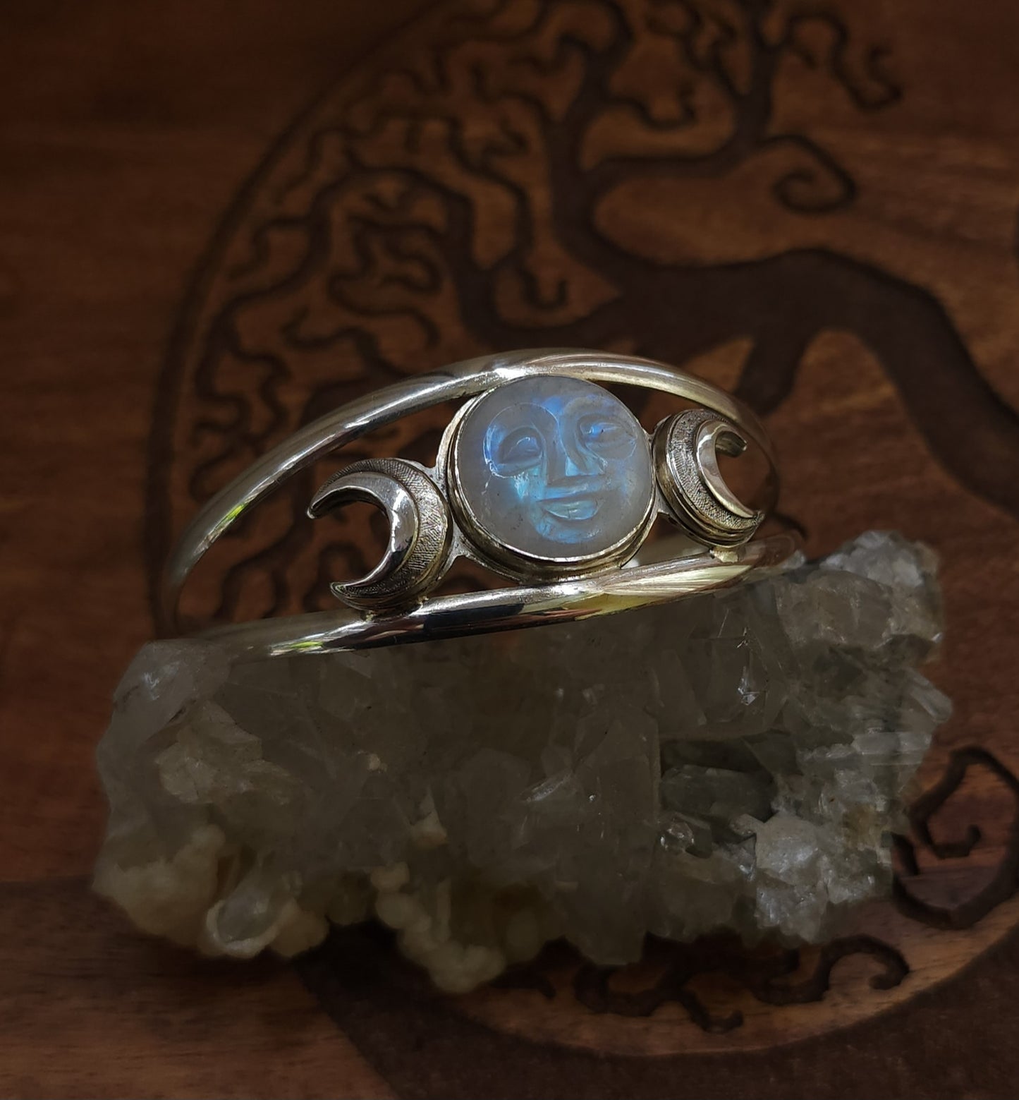 Triple Moon Sterling Silver Cuff Bracelet