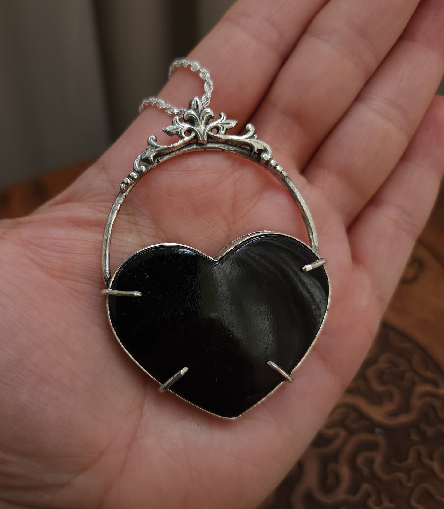 Black Tourmaline Heart Pendant
