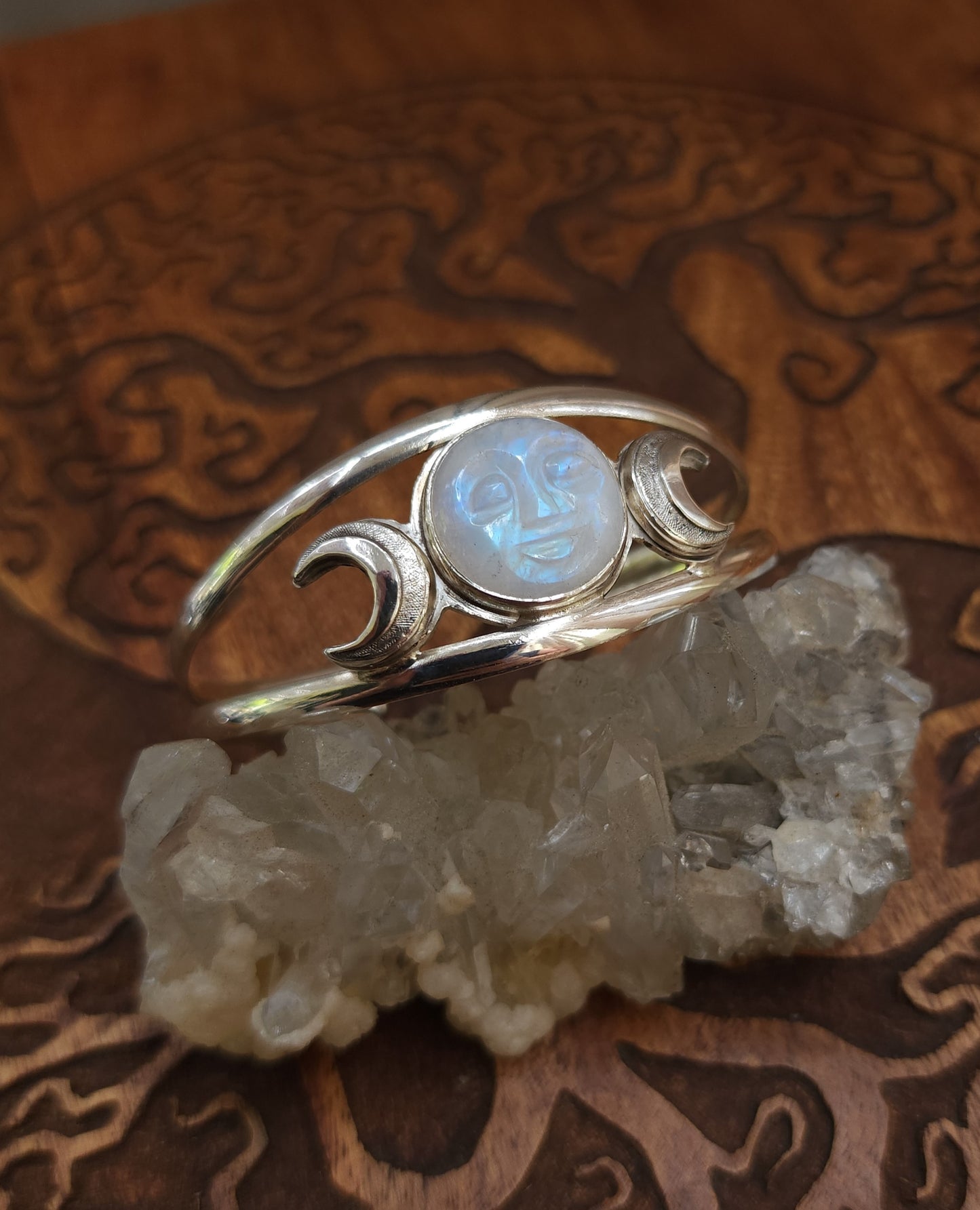 Triple Moon Sterling Silver Cuff Bracelet