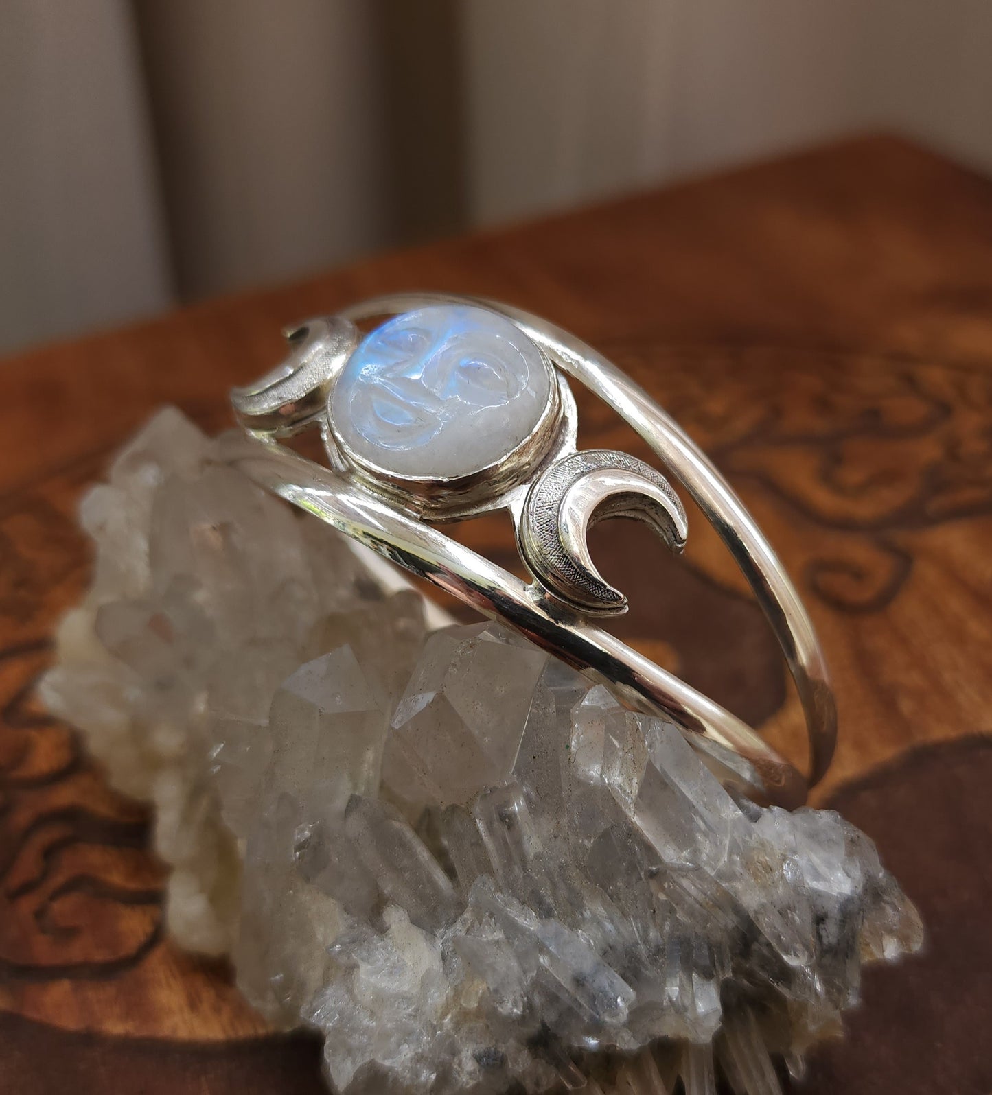 Triple Moon Sterling Silver Cuff Bracelet