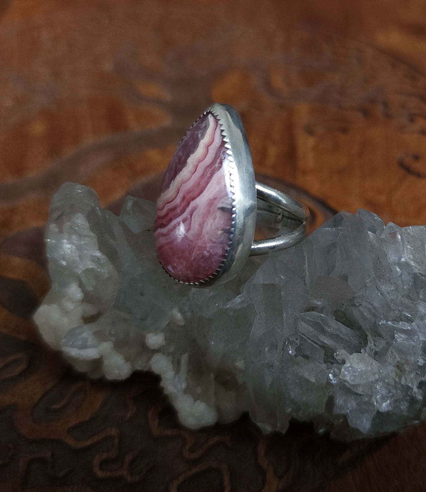 Rhodochrosite Sterling Silver Ring- Size 8