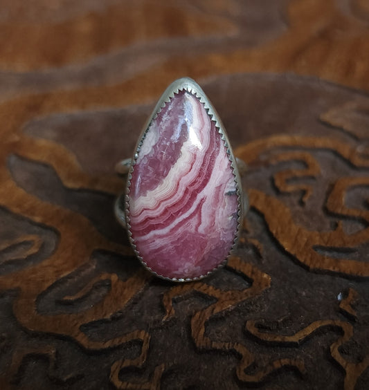 Rhodochrosite Sterling Silver Ring- Size 8