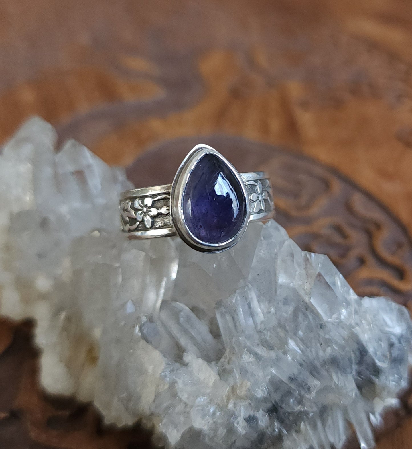 "Enchanted Garden" Sterling Silver & Iolite Ring - Size 11.5