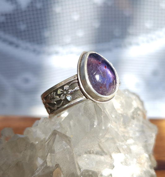 "Enchanted Garden" Sterling Silver & Iolite Ring - Size 11.5