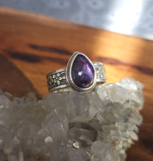 "Enchanted Garden" Sterling Silver & Iolite Ring - Size 11.5