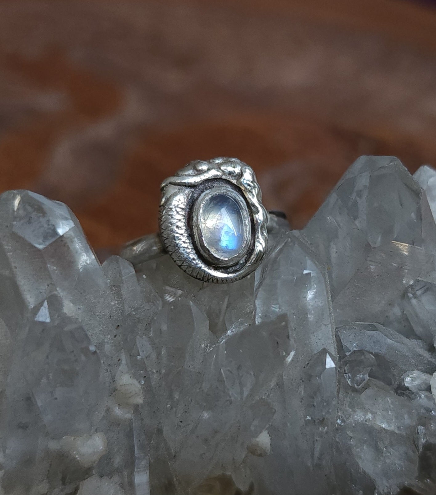 Handcrafted Sterling Silver & Moonstone Mermaid Ring