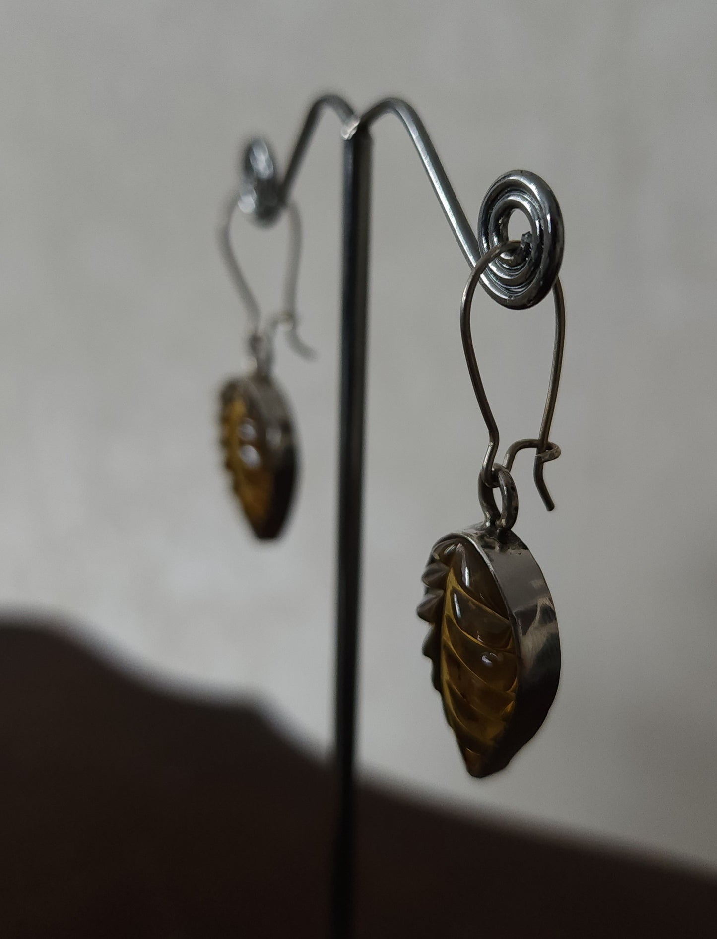 Mexican Amber Leaf Earrings