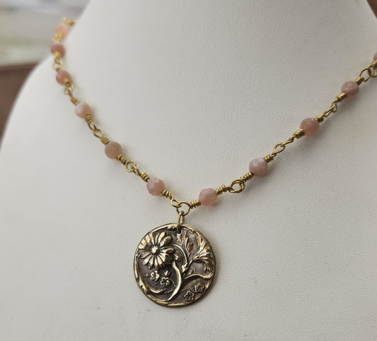 Daisies - One of a Kind Brass & Sunstone Necklace