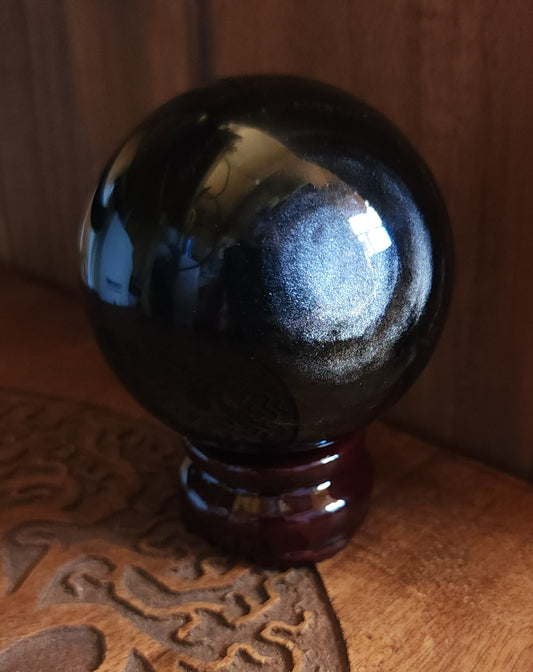 Silver Sheen Obsidian Sphere 6.6cm