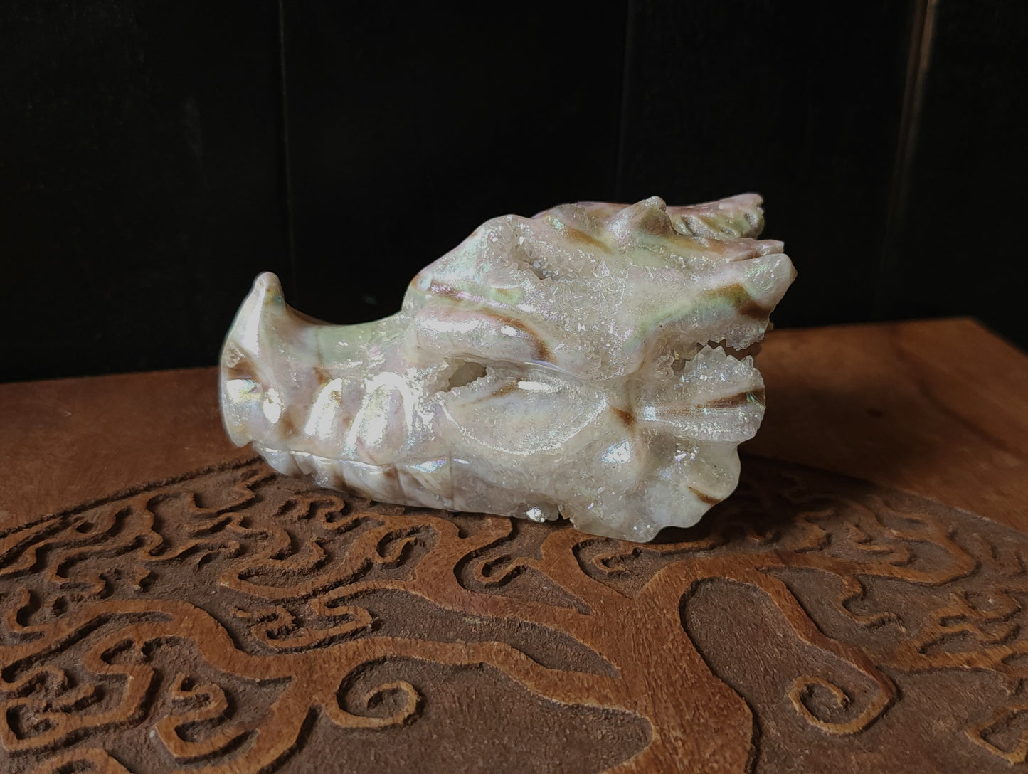 Aura Druzy Quartz Dragon Head