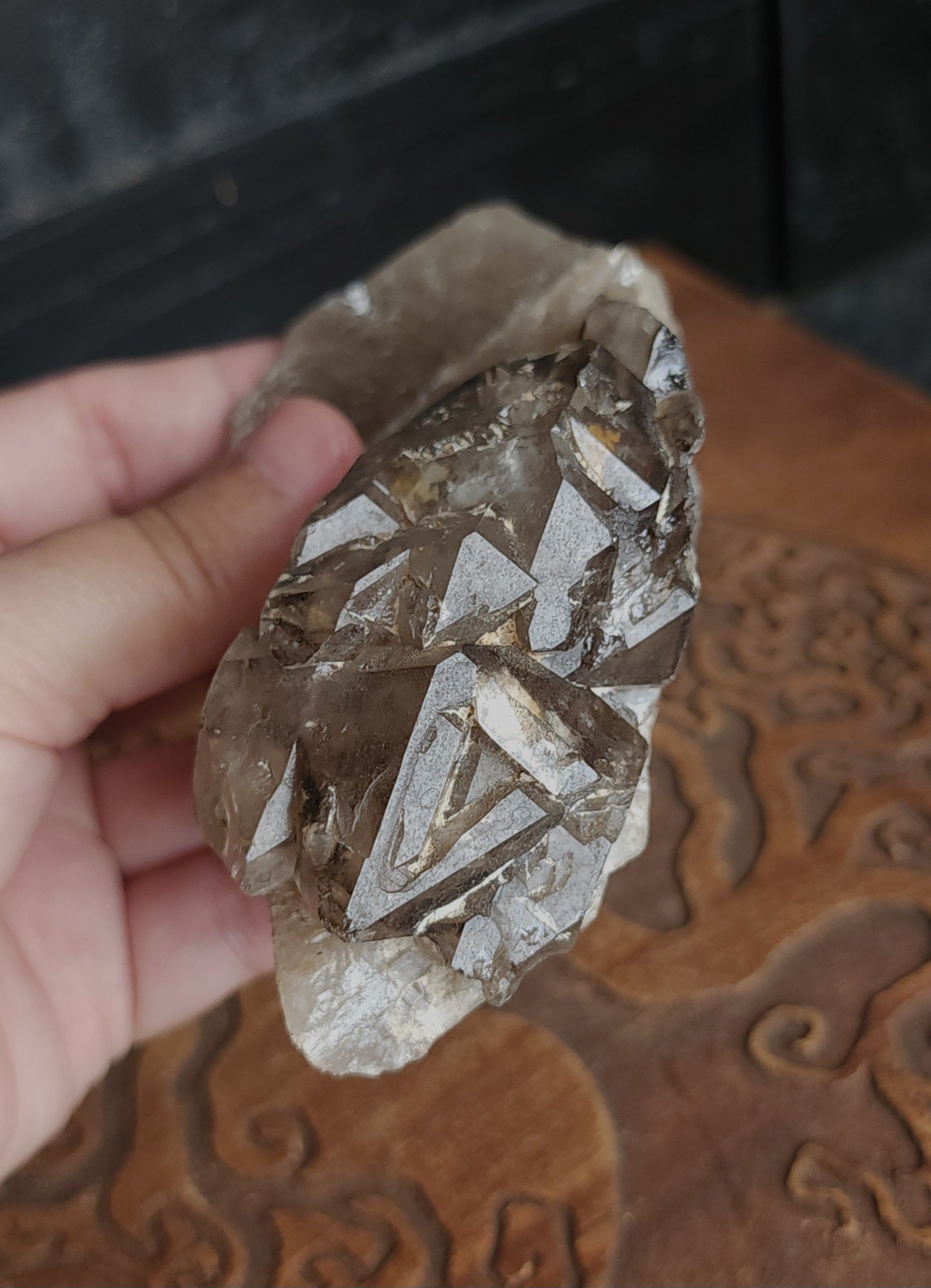 Celestial Smoky Quartz Formation With Stand