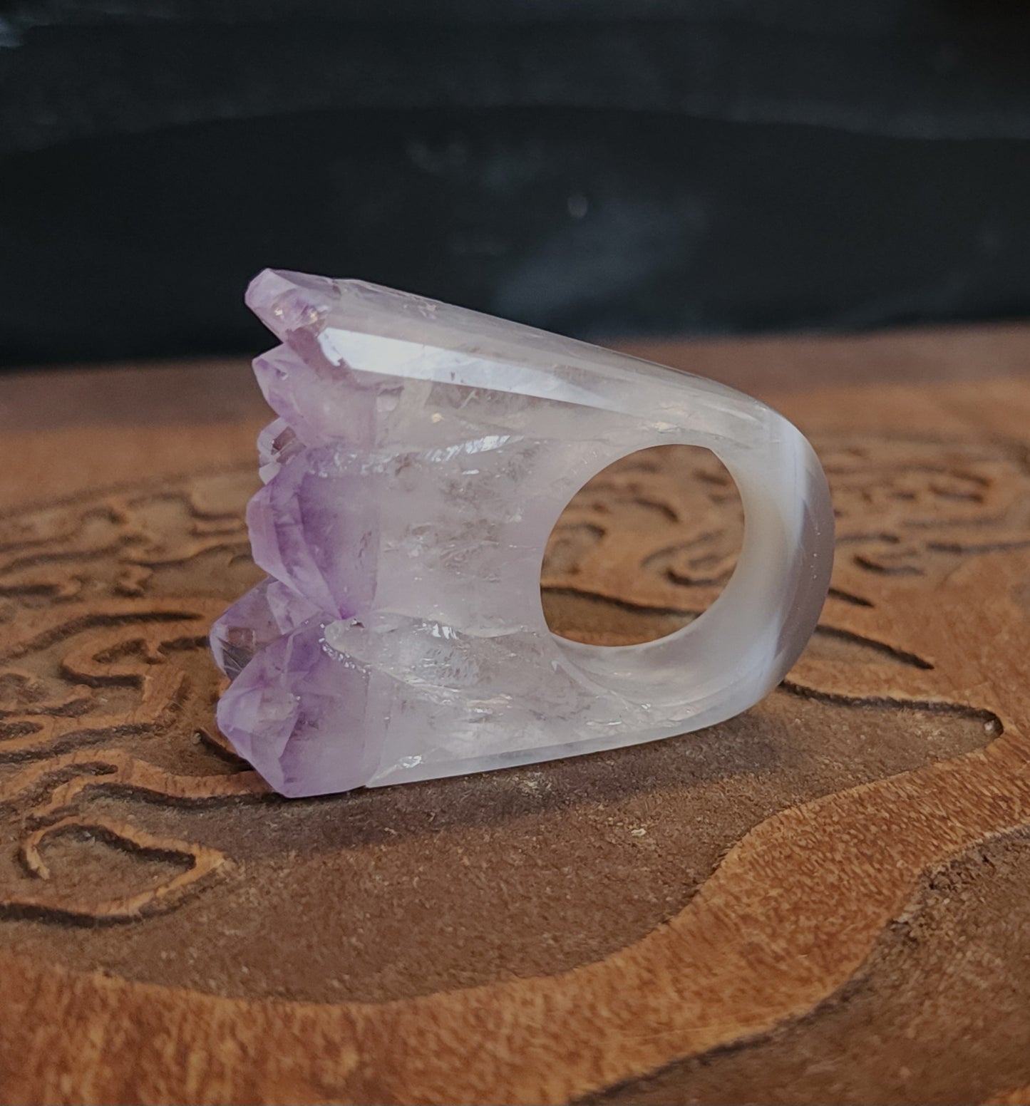Amethyst Agate Druzy Ring - Size 8