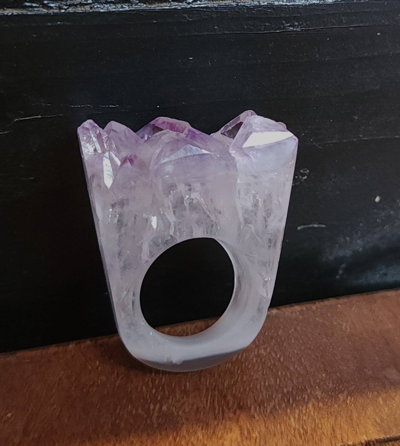Amethyst Agate Druzy Ring - Size 8
