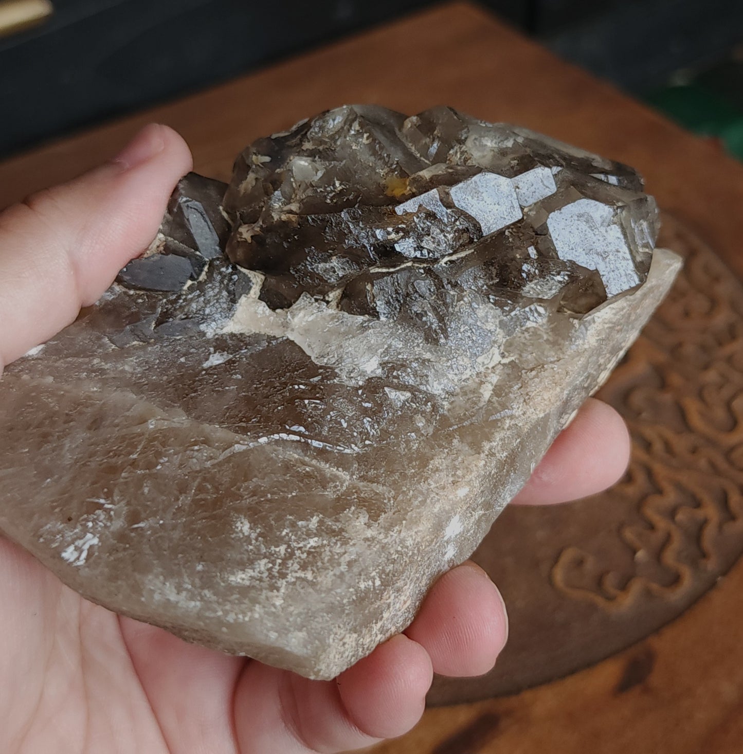 Celestial Smoky Quartz Formation With Stand