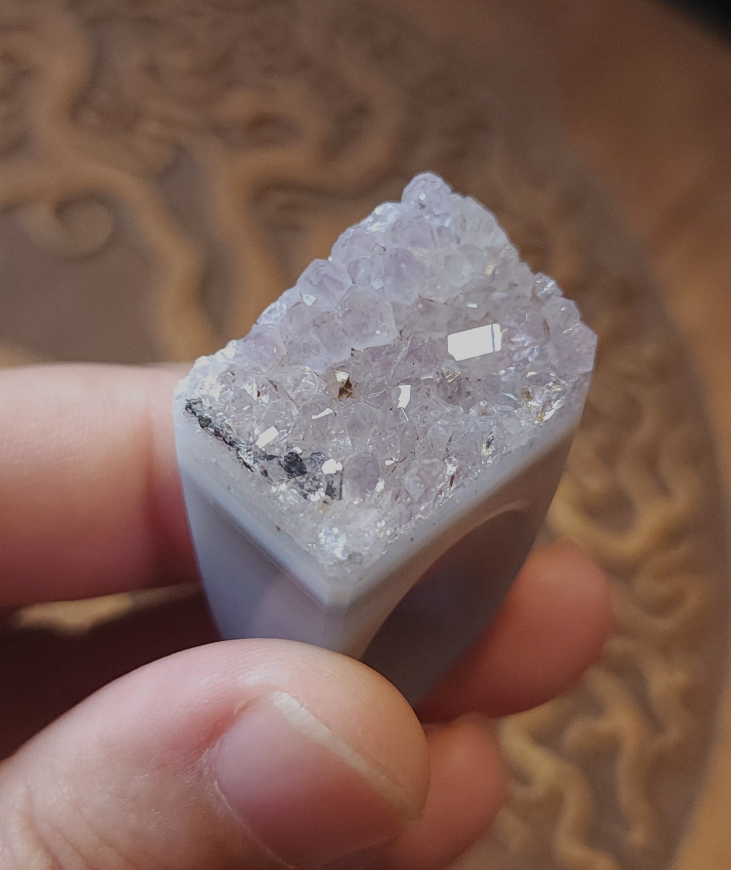 Amethyst Agate Druzy Ring - Size 7