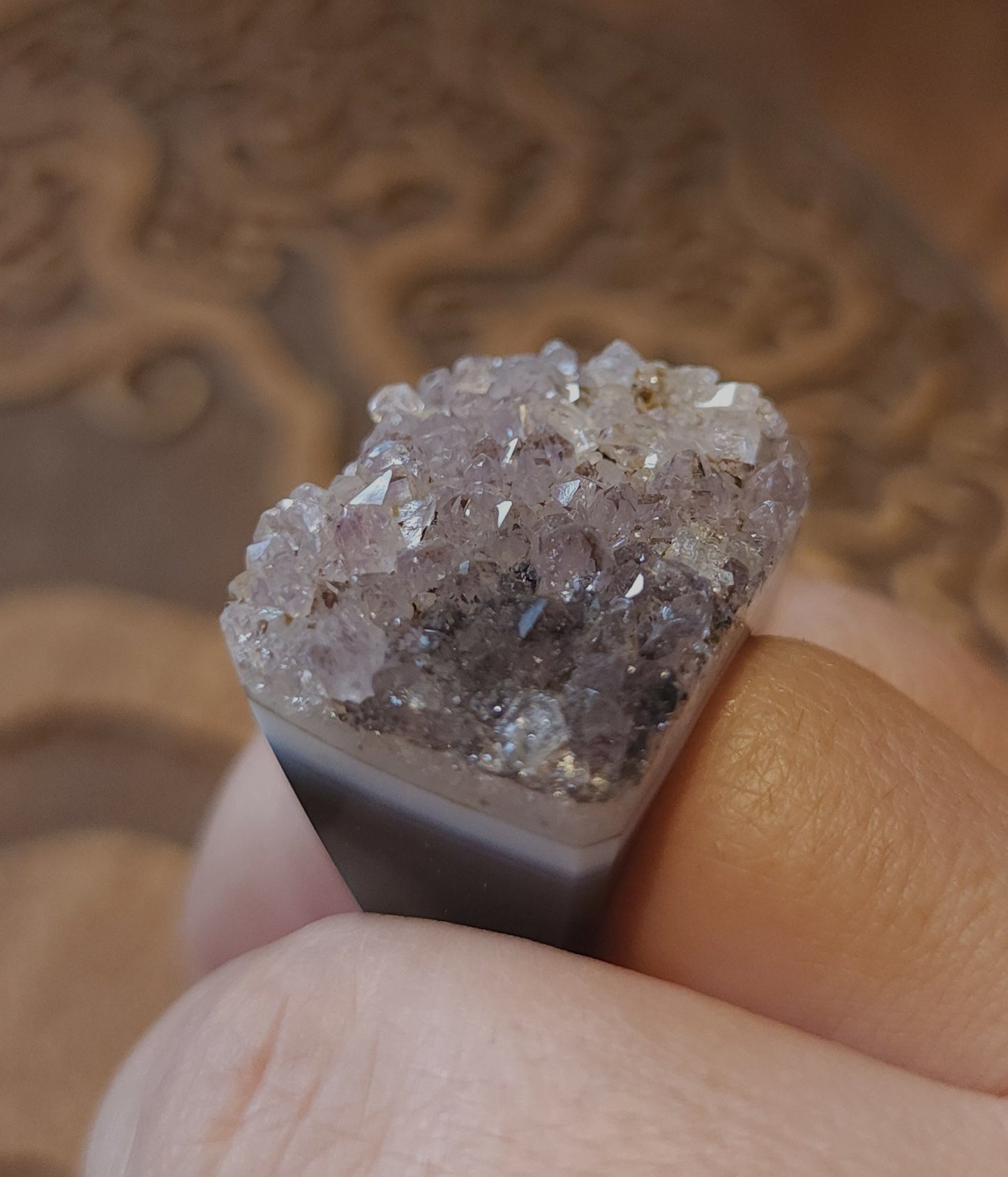 Amethyst Agate Druzy Ring - Size 6