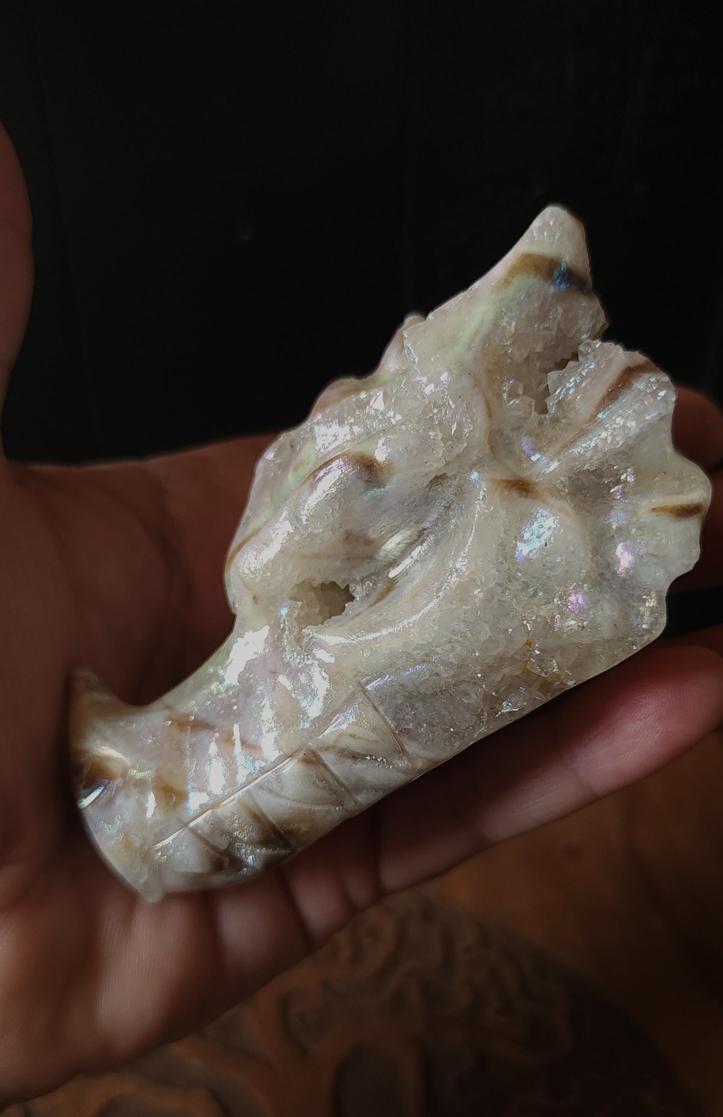 Aura Druzy Quartz Dragon Head