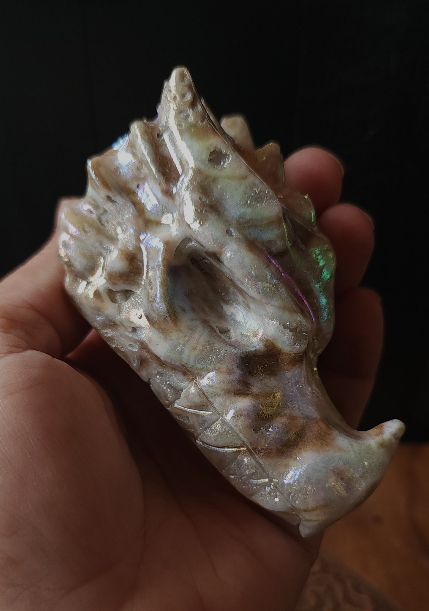 Aura Druzy Quartz Dragon Head